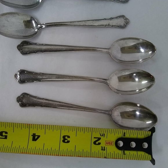 6) GAB Sweden Demitasse Silver plated Spoons 4" Silver  flatware Makers Marks - Picture 3 of 6